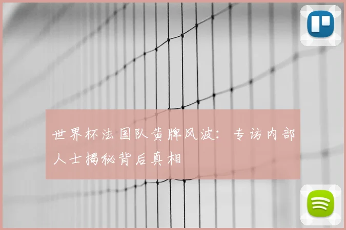 世界杯法国队黄牌风波：专访内部人士揭秘背后真相